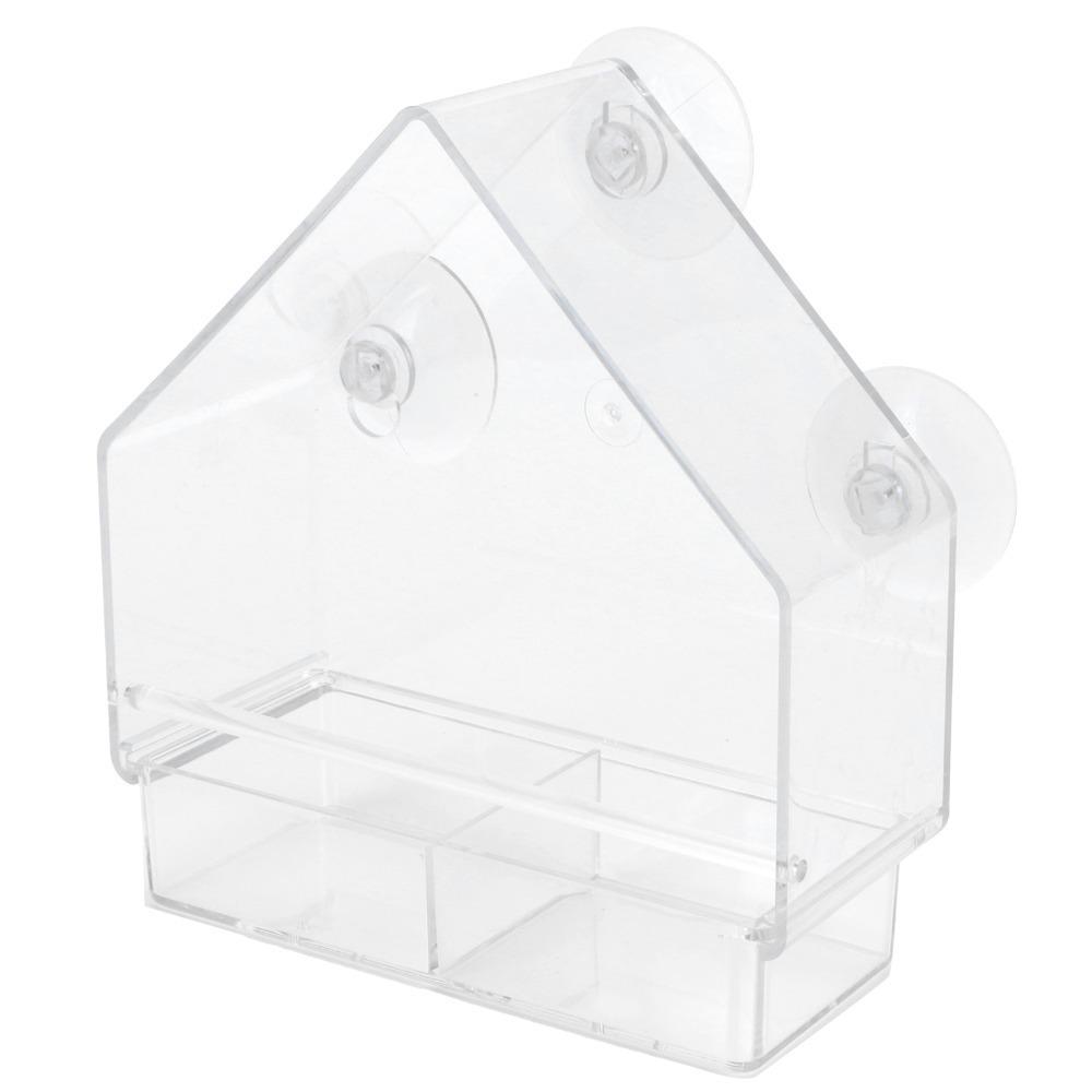 Transparent White Hanging Bird Feeder Durable Large Capacity Transparent Bird Feeder PS Clear Design Pet Bird Feeder прозрачный белый