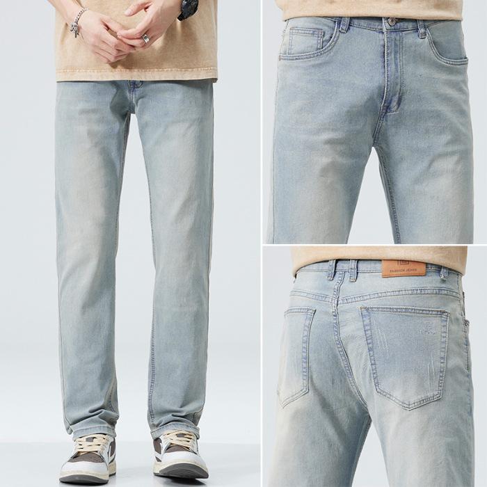 

Летние тонкие джинсы мужские облегающие повседневные прямые свободные длинные брюки универсальные 40