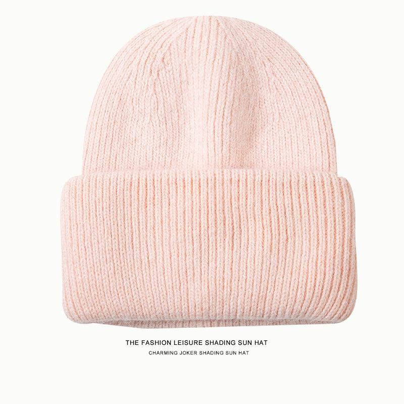Rabbit Fur Knitted Hat, Big Head Circumference Hat, Small Face, Warm and Cold-proof, Versatile Pullover, Ear Protection, Women's Wool Knitted Hat