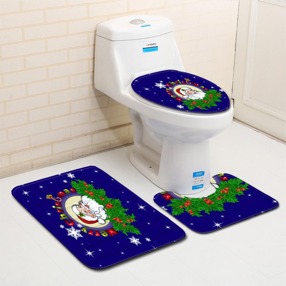 Christmas Bathroom Floor Mat Toilet Three-Piece Set