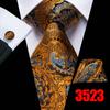 Hi-Tie Mens Golden Silk Tie Business Wedding Necktie Hanky Cufflinks