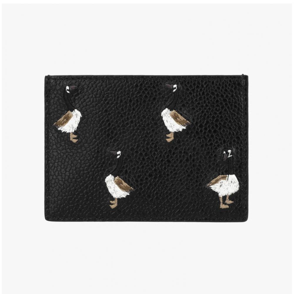 Thom Browne Pebble Grain Goose Embroidery Three Stripe Tab Card Case Uaw071a 00198 001