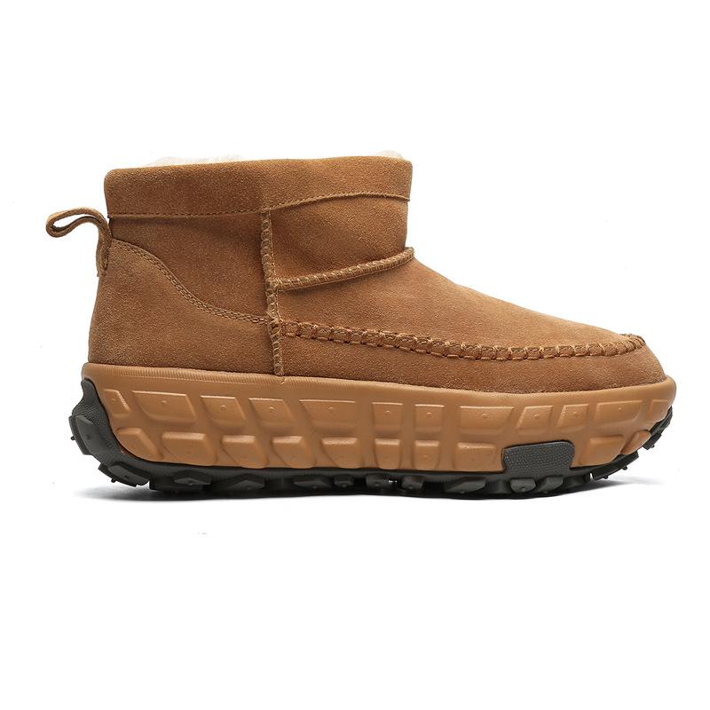 3336 Autumn and Winter Snow Boots Thick-soled Retro Leather Heightened Tire Shoes with Cotton Thickened Large Cotton Shoes