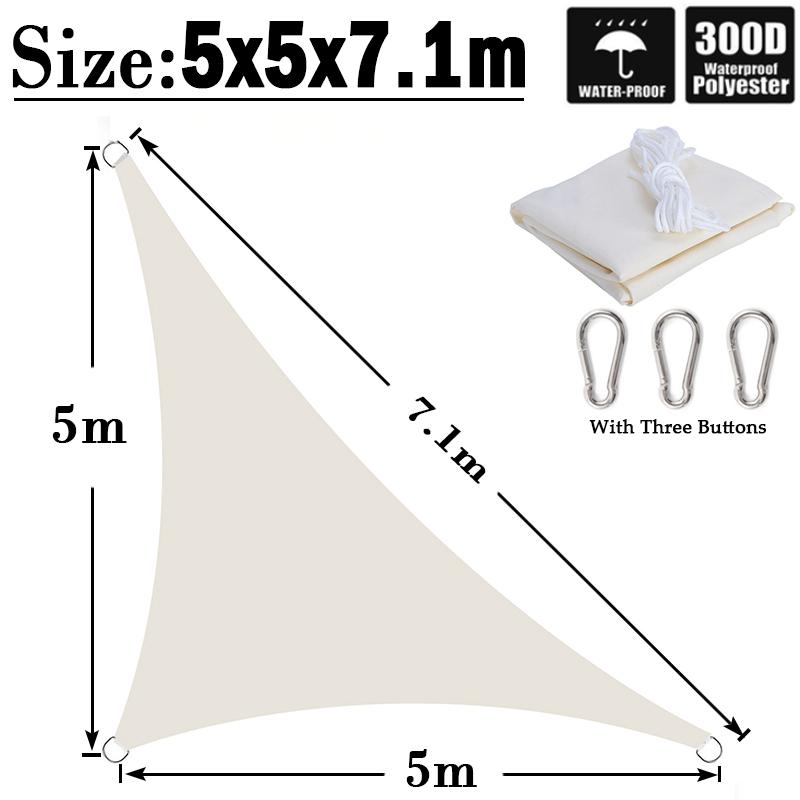 Milky 300D Polyester Waterproof Sun Shade Fabric Sun Shelter Tent Outdoor Triangle Rectangle Awning Garden Terrace Sun Canopy