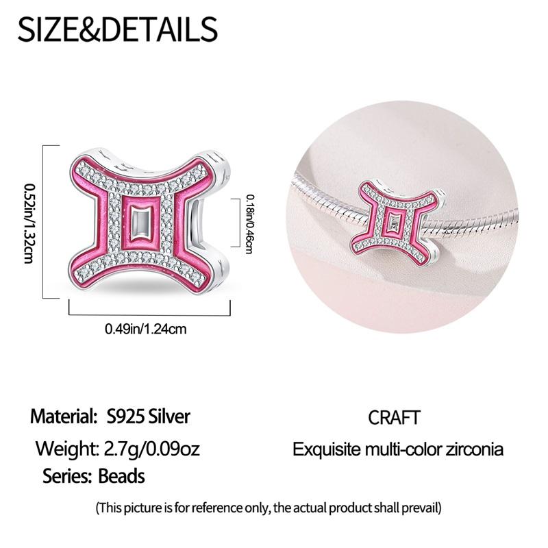 Original Charms Copper Lucky 12 Constellations Charm Beads Fit 3Mm Original Bracelet Women Diy Fine Jewelry Gift New In