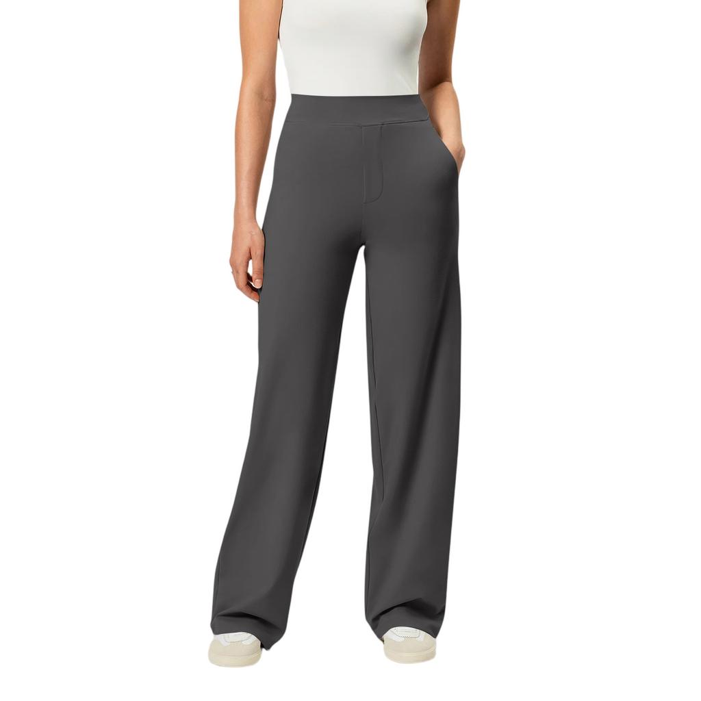 Hose mit weitem Bein für Damen, Yogahose, hohe Taille, Jogginghose mit Taschen, Stretchhose, bequeme Workout-Sport-Jogginghose