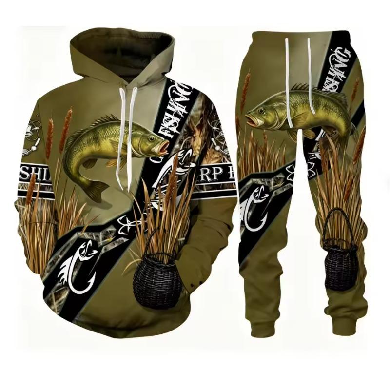 Convient aux Poissons Impression 3D Garçons Filles Sweat à Capuche Pantalon Ensembles 2 pièces Pêche Chasse Camping Vêtements pour Enfants Mode Enfant Vêtements de Sport d'Extérieur