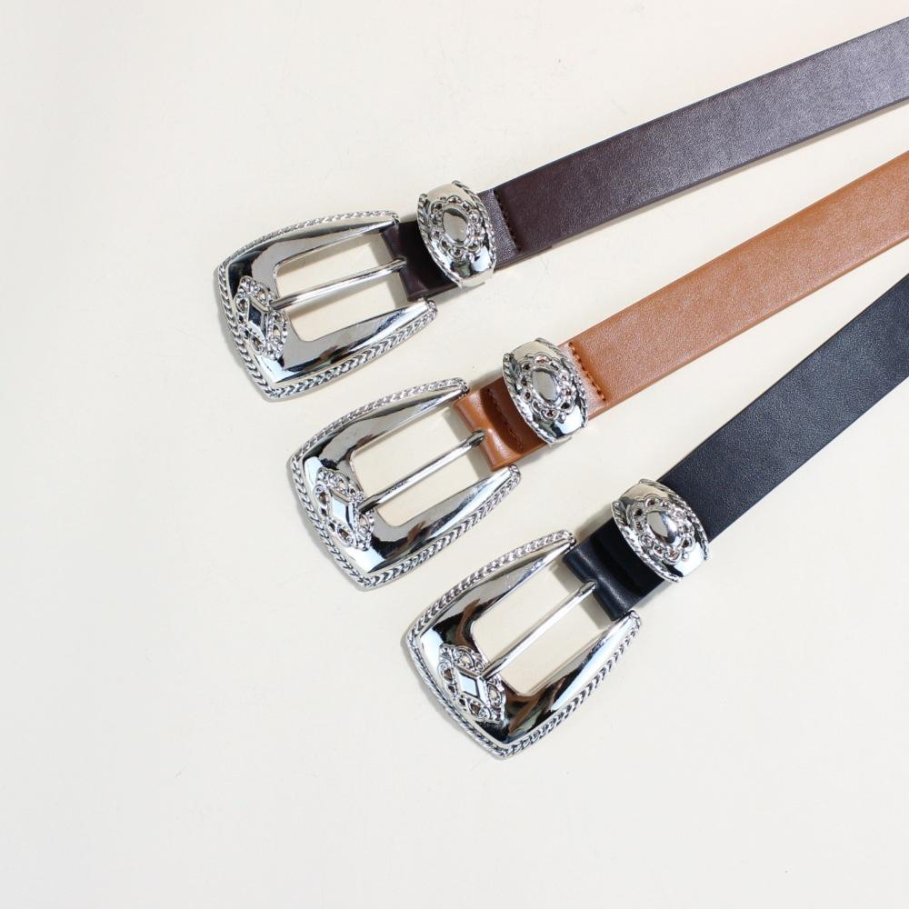 Ladies Vintage Rivet Black Belt Female Personality Hip Hop Pin Buckle Belt Unisex