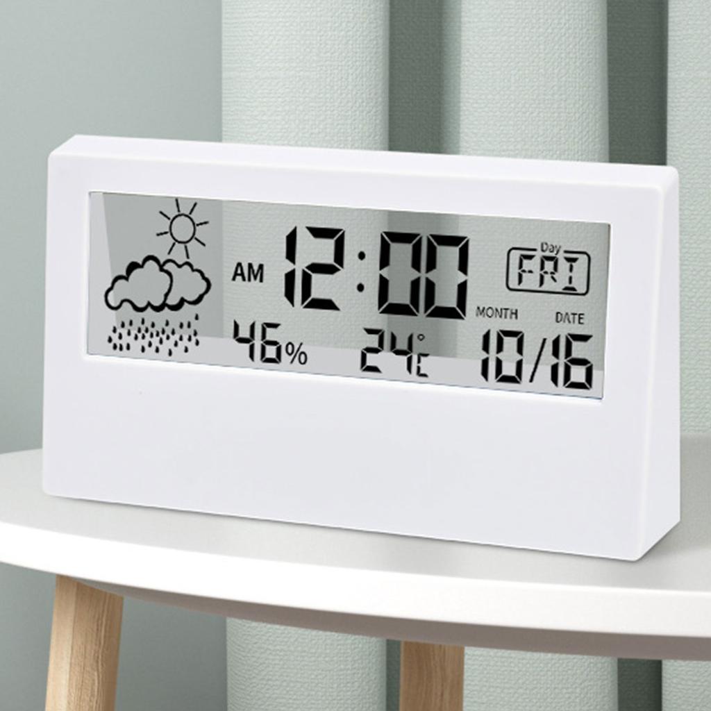 LED Digital Vekkerklokke Stemmestyring Temperatur Fuktighet Visning Skrivebordsklokker Hjem Borddekorasjon