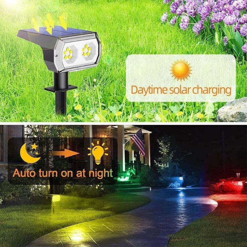 1500mAh Outdoor Solar Lichter 10 Led Wasserdichte Bunte Solar Rasen Licht Wand Lampe 7 Farben RGB Landschaft Scheinwerfer