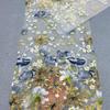 1/3/5yards Flower Embroidery Fabric Soft Tulle Nigerian Lace Fabrics Bridal Wedding Dress Cheongsam Prom Dress Applique Crafts