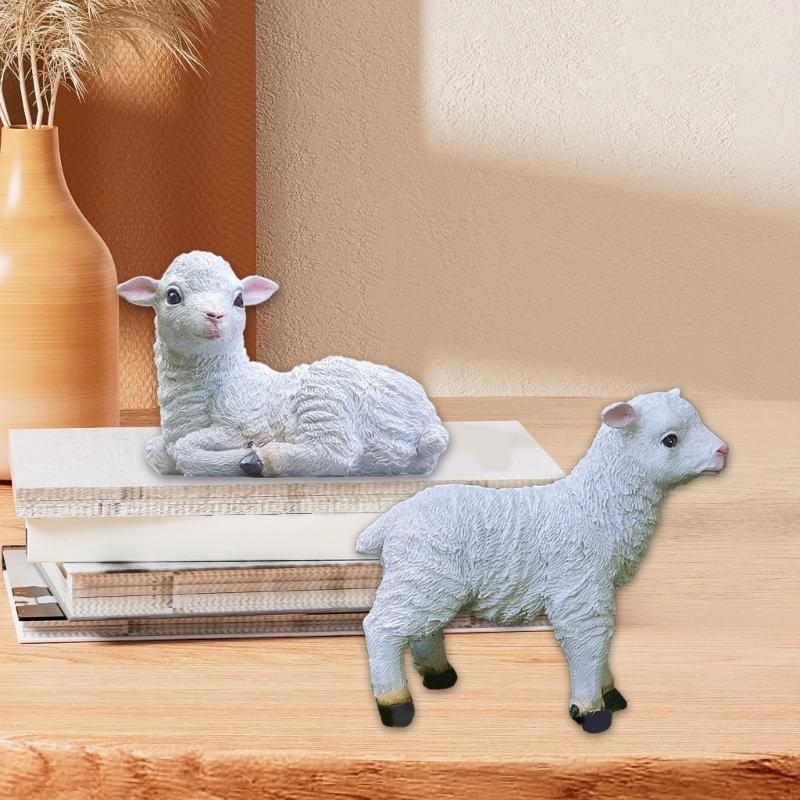 Detailed Small Resin Goat Figurine Multiple Poses Durability Lamb Statue Sheep Sculpture Ideal For Table top Shelf Display