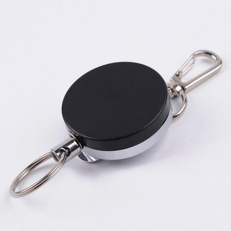 1pcs All Metal Easy Pull Buckle 4 High Resilient Telescopic Rope Key Ring Anti-theft Stretch Keychain