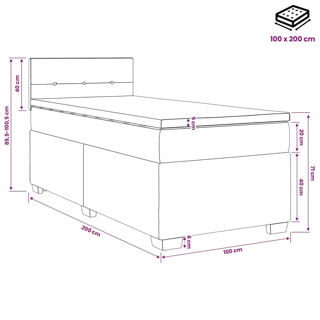 Box Spring Bed with Mattress Taupe 100 x 200 cm Fabric