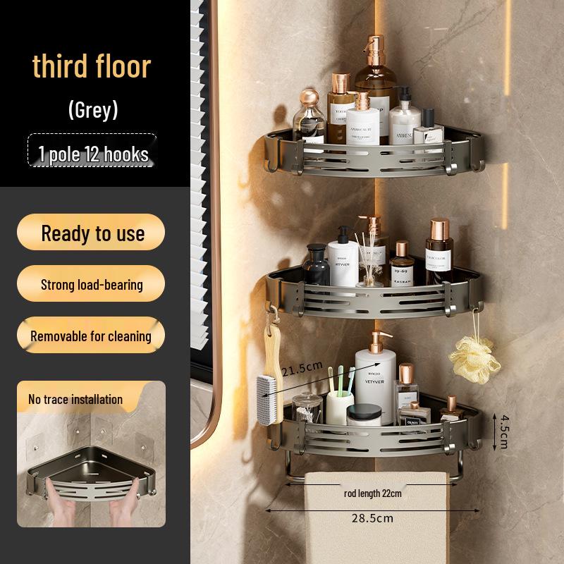 No-Drill Bathroom Corner Shelf Storage Rack