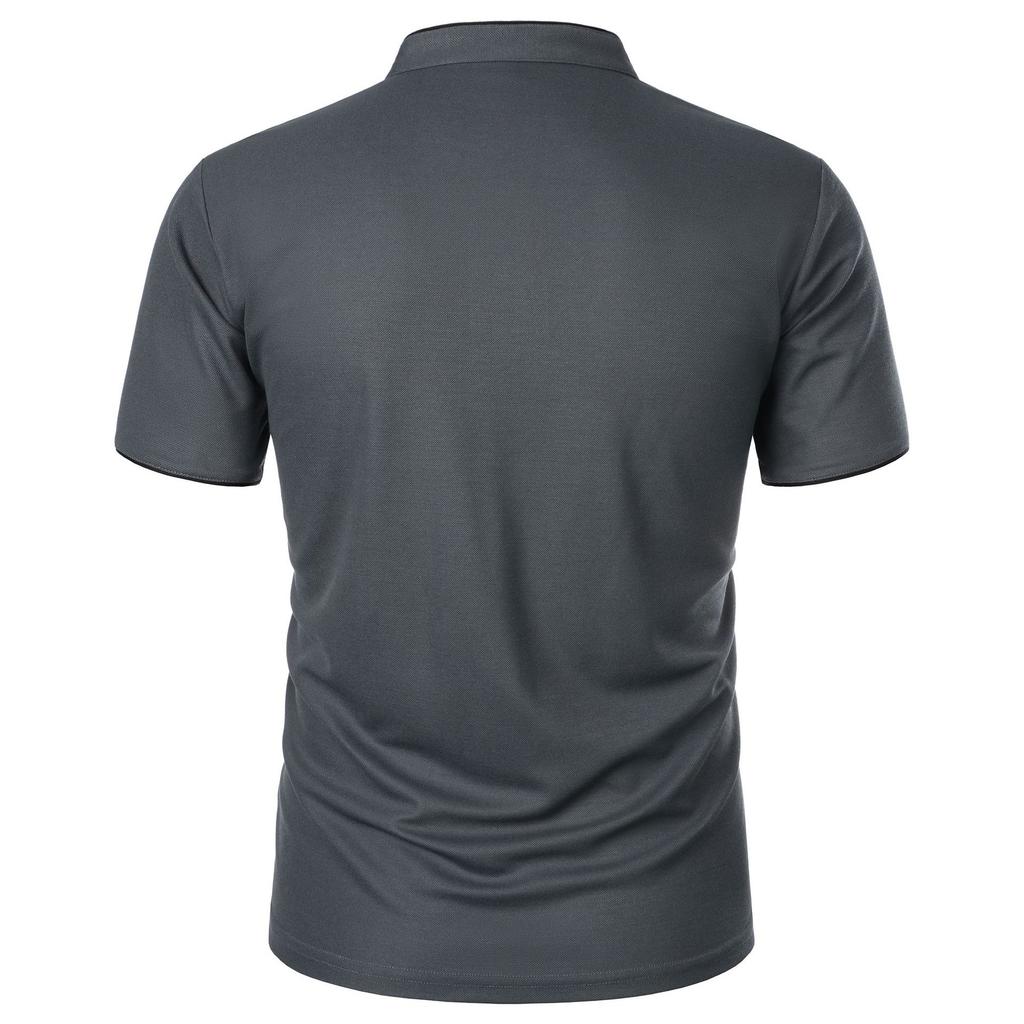 Summer Men's Short Sleeve T Shirts Solid Color Stand Collar Smart Casual Tshirts Men Slim Fit Lightweight Pull On Tees Tops Man
