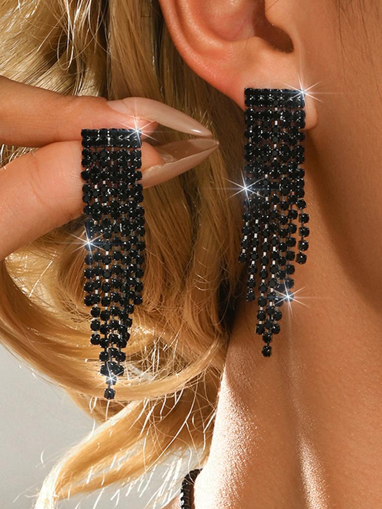 European and American fashion bridal wedding necklace, earrings, bracelet, ring set, cross-border rhinestone set