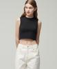 Woman Women'S Crew Neck Crop Sleeveless Top [Black]