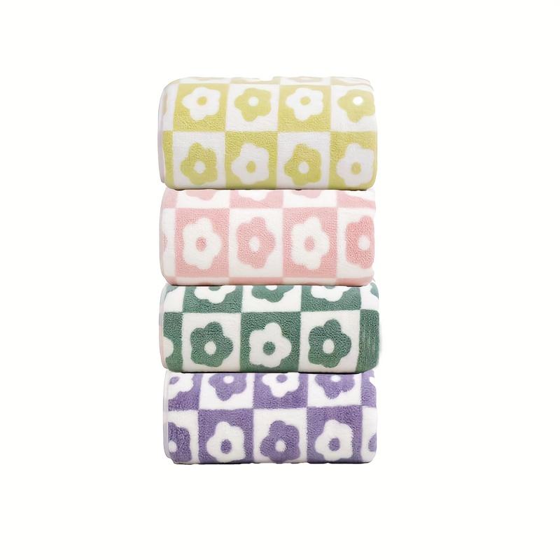 

4 шт. 70смx140см Супервпитывающие банные полотенца с цветочным рисунком, коралловый флис, мягкие и приятные к коже, быстро впитывающие