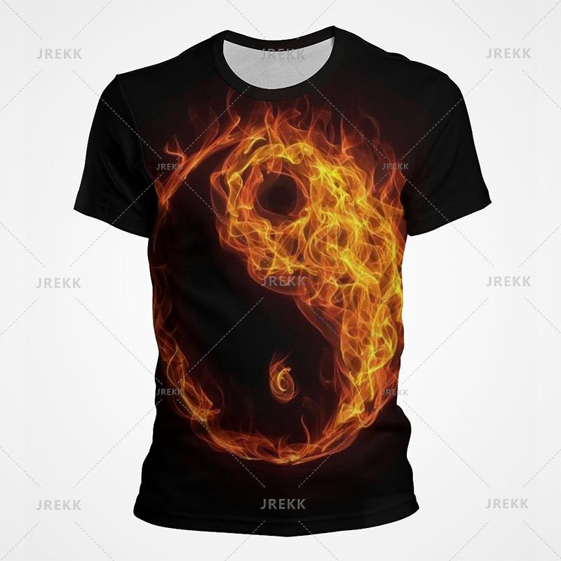 3D Tai Chi Printing T Shirt Traditional Chinese Beliefs Tai Ji Yin Yang Clothing Eight Trigrams Gossip Graphic Streetwear Tops M