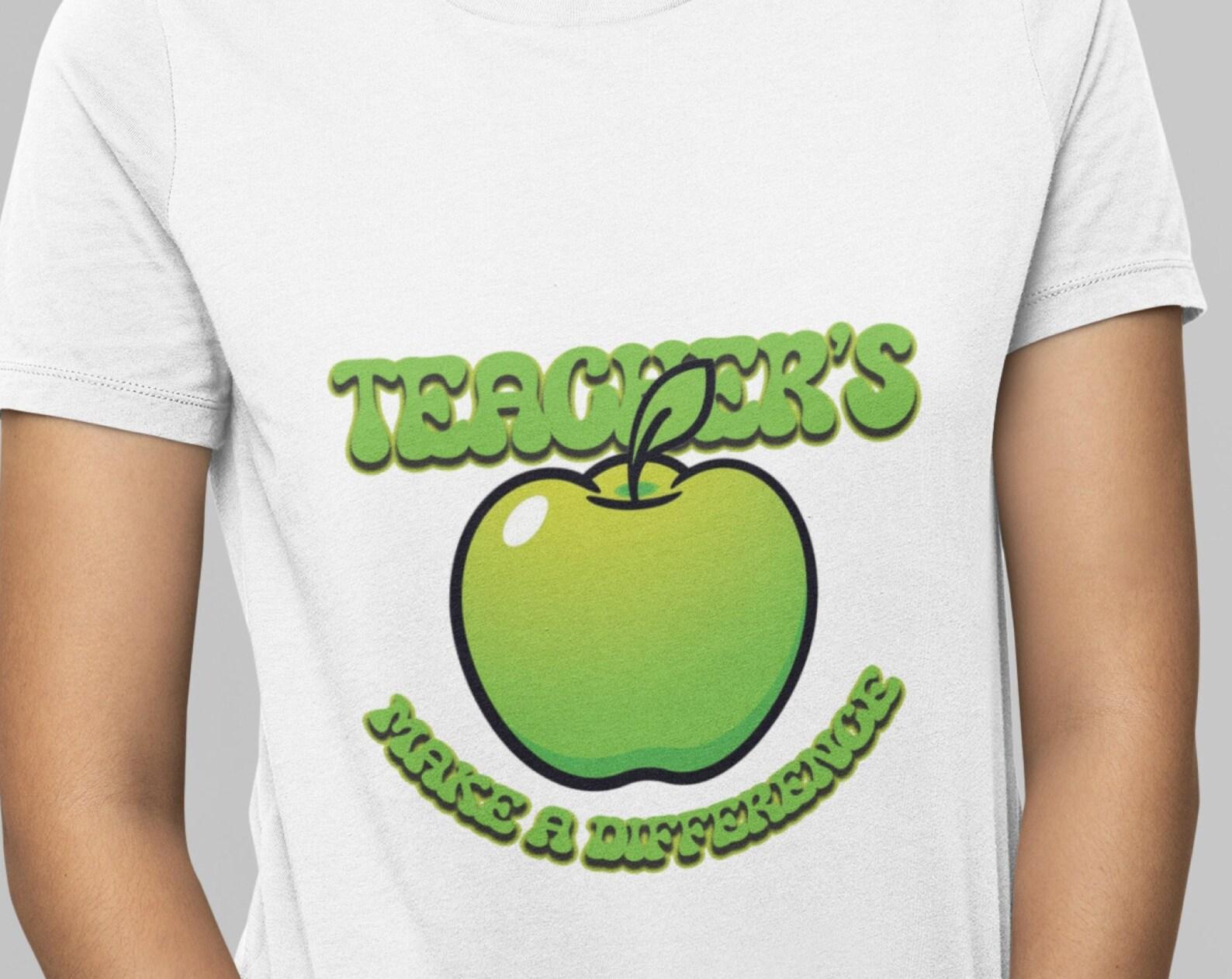 Teacher Apple T-Shirt: Make a Difference Cotton Tee S