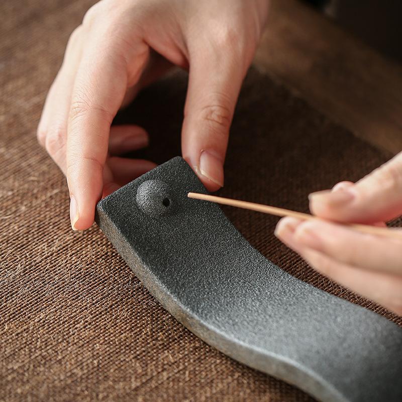1 Stück Handgefertigter Keramik Räucherstäbchenhalter Einsatz Räucherteller Räuchergefäßbasis Büro Heimdekoration