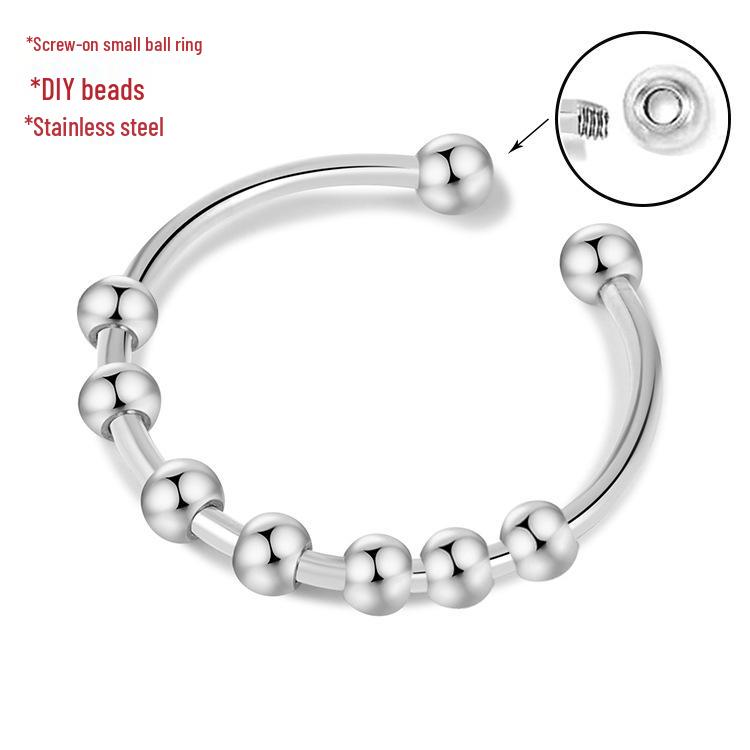 Stainless Steel Adjustable Spiral Bead Fidget Ring