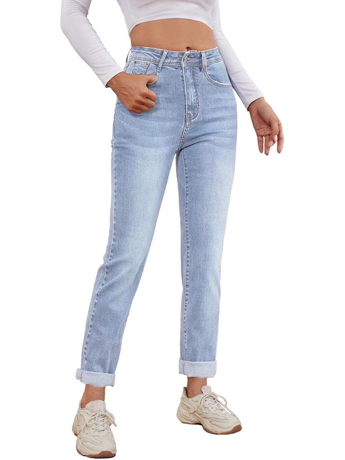 2026 Summer Women s European & American Trendy Denim Jeans, Versatile Fashionable Straight-Leg Pants S светло-синий