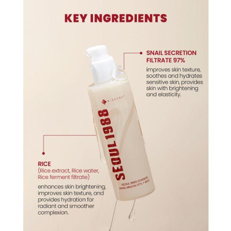 [KSECRET] SEOUL 1988 Essence : Snail Mucin 97% + Rice 100ml