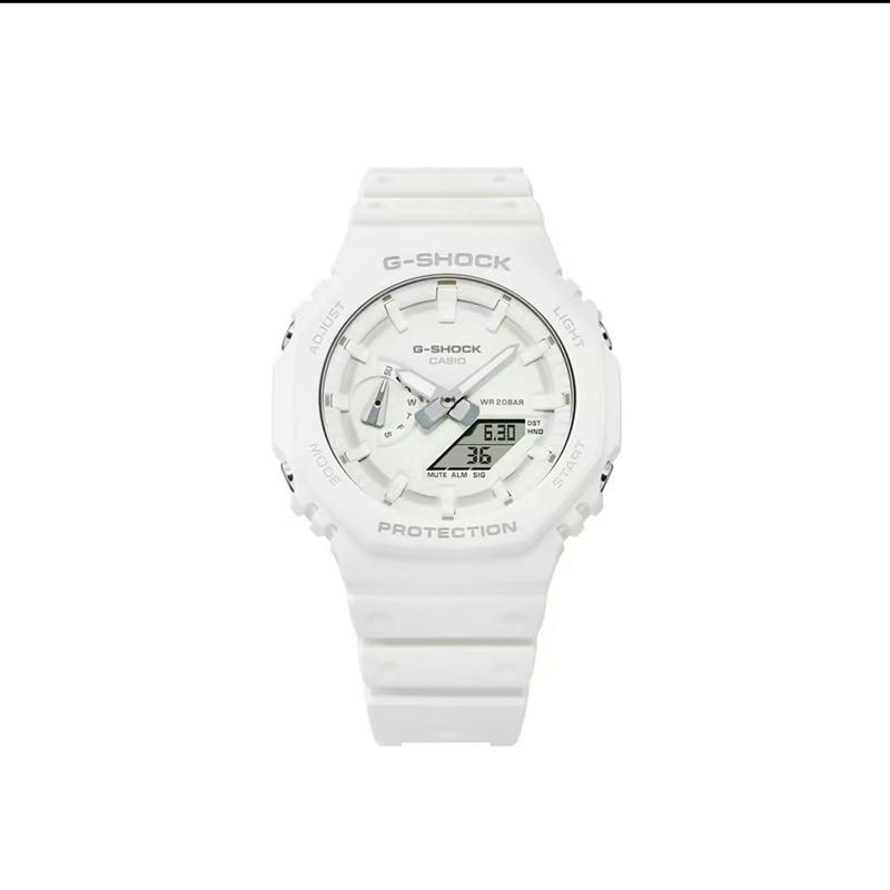Casio Custom Collection Quarzwerk Kautschukarmband Uhr Unisex Weißes Zifferblatt GA-2100-7A7(Watch8--)