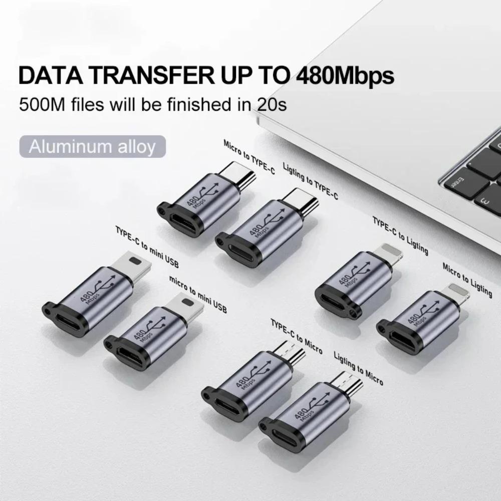 1-8 szt. Mini Adapter Konwerter USB Typu C Męski na iOS Micro Mini USB Żeński, Złącze Szybkiego Ładowania 480 Mbps Synchronizacji Danych Dla Xiaomi Samsung Telefon Komórkowy Smartphone