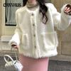 Herbst und Winter Damenpullover, kleiner Parfüm-Stil, Nachahmung Nerzpullover, Mantel, lockerer, fauler Wind, Taschenfransen-Strickjacke