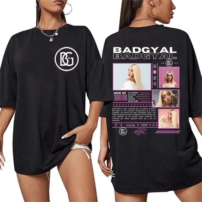 Rapper Bad Gyal Album Tour 2025 Graphic TShirt Unisex Women Aesthetic Vintage Short Sleeve T Shirt Pure Cotton Tshirts Streetwear
