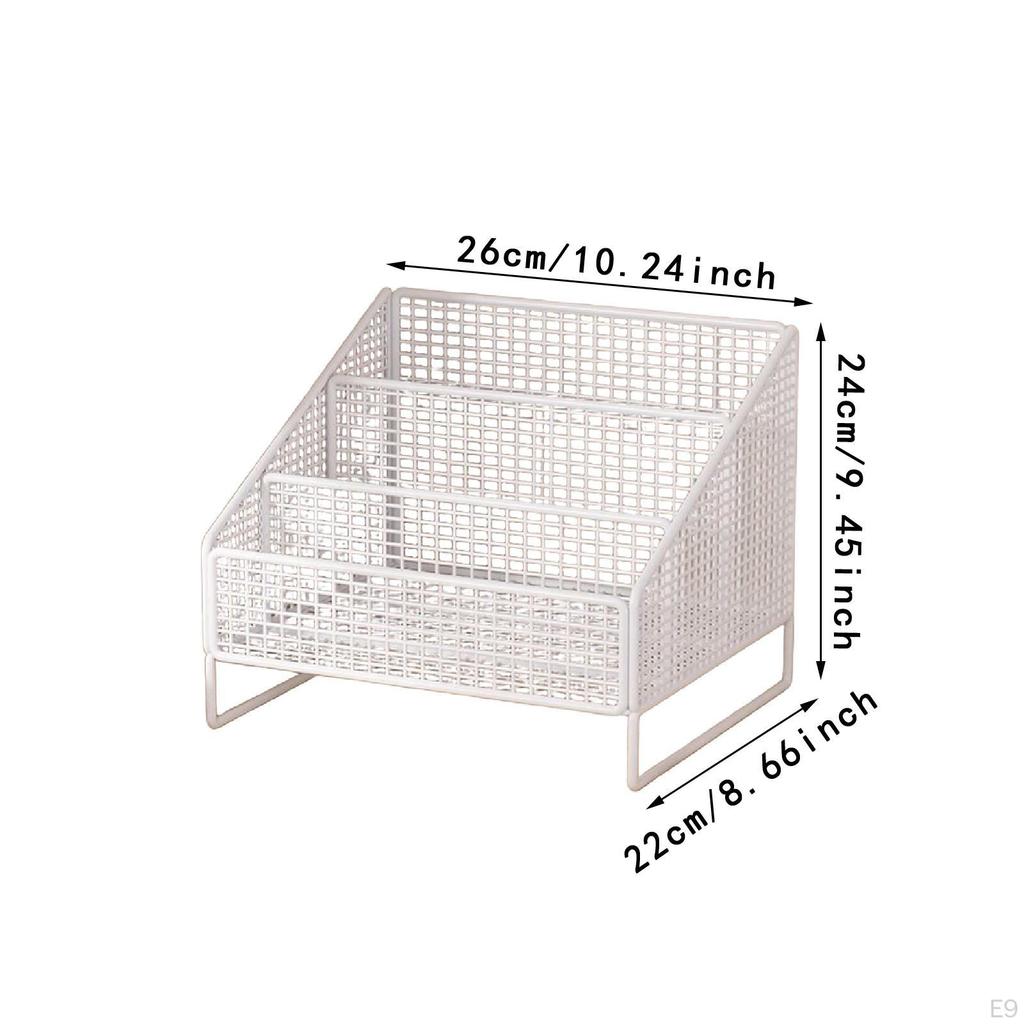 Plattenständer 3 Fächer Aufbewahrungsregal Arbeitszimmer Schreibtisch Organizer Metall