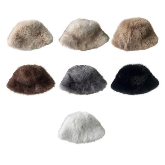 Women's Fuzzy Faux Fur Bucket Hat Winter Plush Furry Ladies Hat Fluffy Sherpa Fisherman