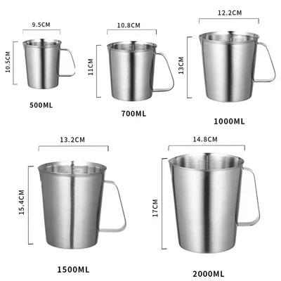 304 Stainless Steel Measuring Cup with Inner Scale Design Kitchen Cup Scale Liquid Pull Flower Kitchen Tools Bake Supply