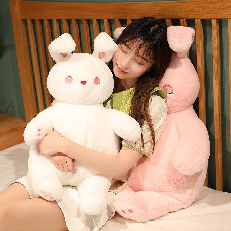 Long Ear Rabbit Peluche Toys Lovely Appease Rabbit Bunny Plushie Pillow Sleeping Cushion Kawaii Gift For Girls