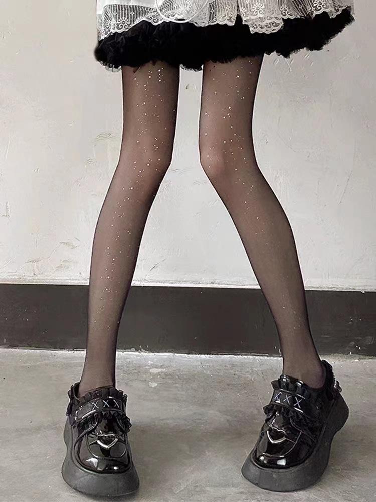 

Sequined Stockings Star Hot Diamond White Stockings Children S Bottom Pantyhose Y2K Black Stockings With Diamond Meat Stockings One size fits all чорний