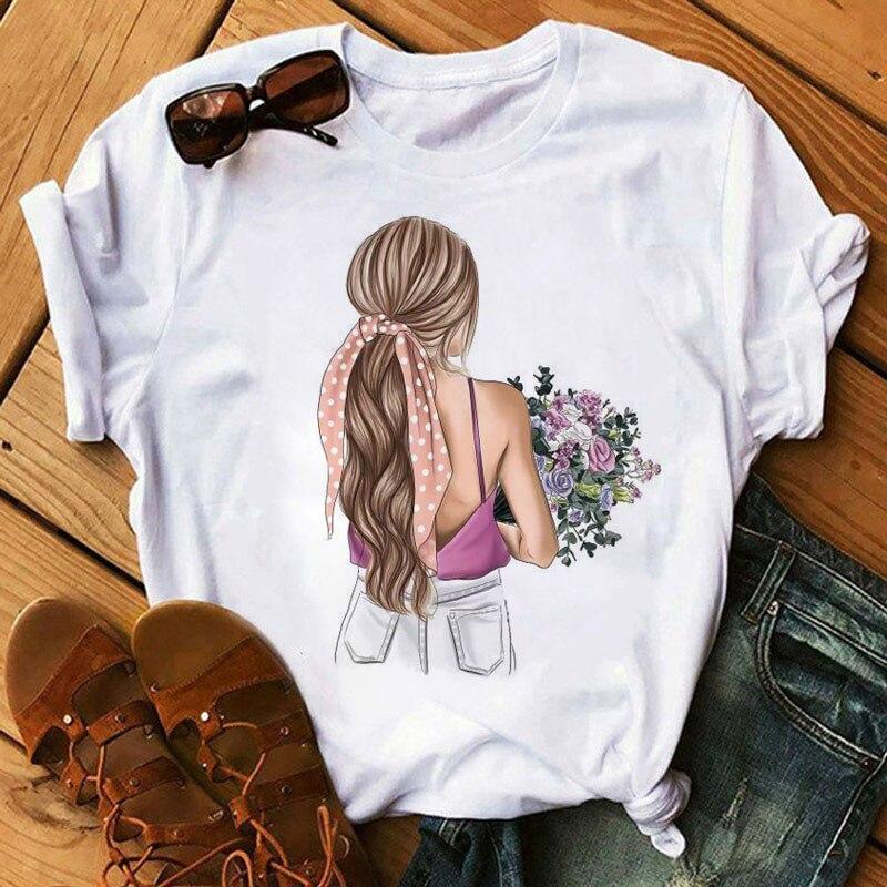 Buy Women T-shirts Fashion Sunflower Girl Printed Short Sleeve T