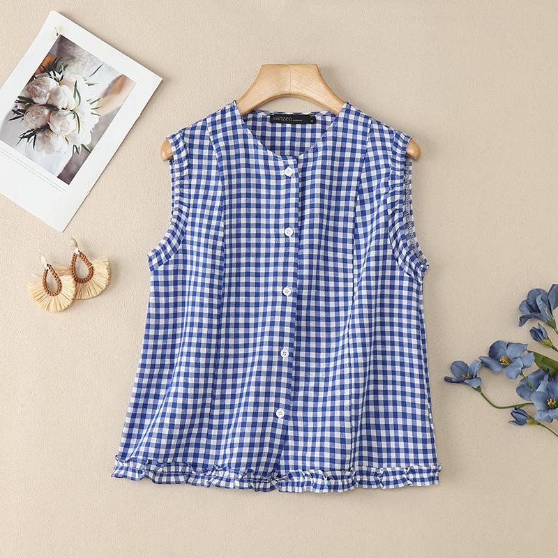 ZANZEA Damen Lässig Rundhals Sommer Ärmellos Gitter Tanktops