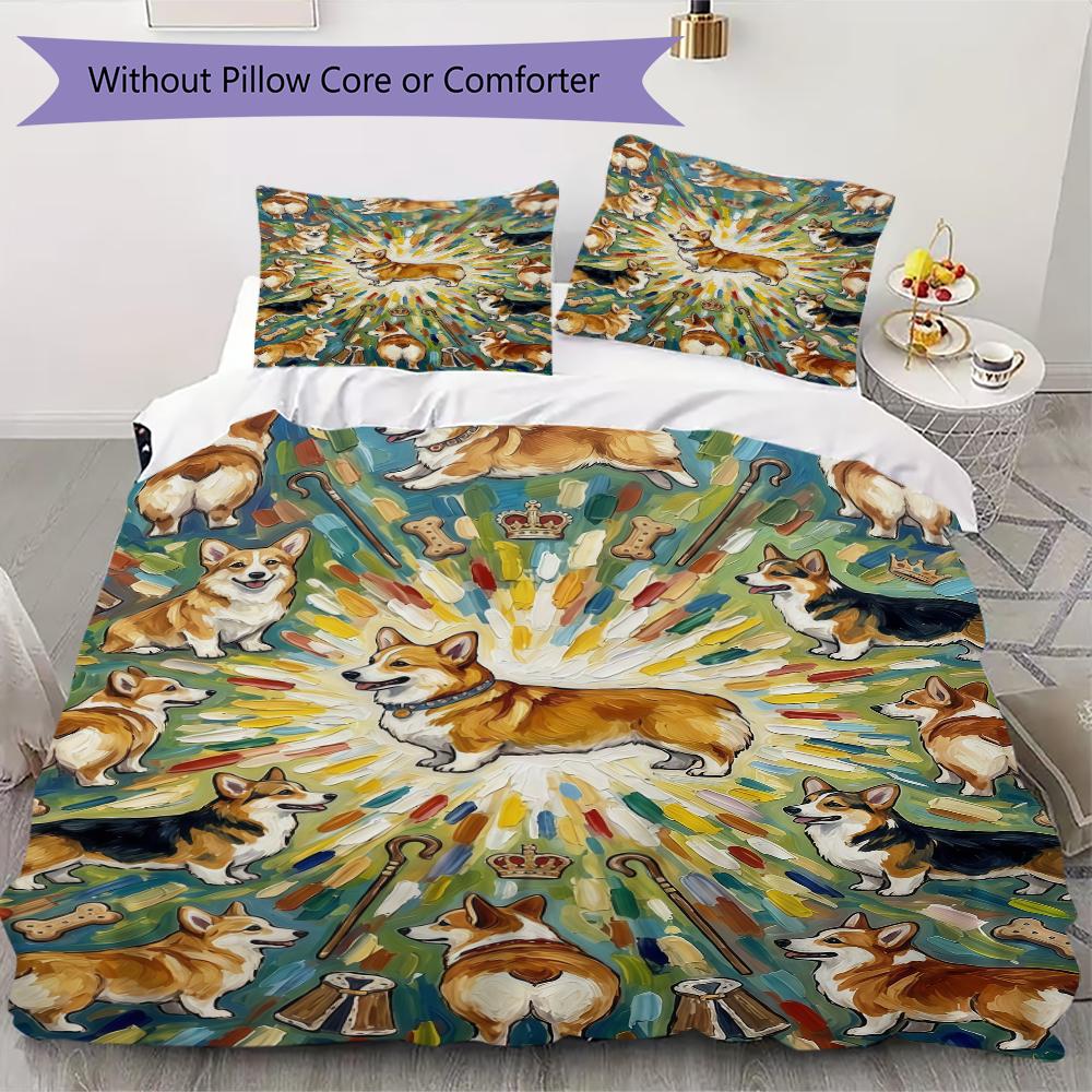 Set Copripiumino e Federe con Fantasia di Cuccioli Carini Decorazione per la Casa Regalo di Compleanno (1 * copripiumino + 2 * federe senza imbottitura)