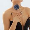261 French small fragrant denim blue rose necklace, retro spice girl strap choker collarbone chain