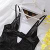 Women's Sexy Pajama Two-piece Set Solid Color Hollow-out Camisole Pajamas Bust-support Slim-fit Loungewear Set