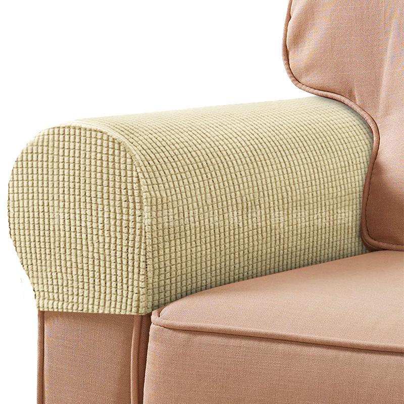 Plaid Stretch Non-Slip Sofa Armrest Cover - Thickened Solid Color Protective Textile