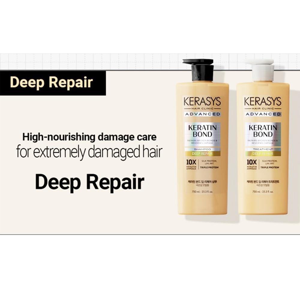 KERASYS Keratin-Bindungs-Tiefenreparatur Shampoo & Kur Set - Schädenpflege, Intensive Nährung, 750ml + 750ml, Koreanische Haarpflege