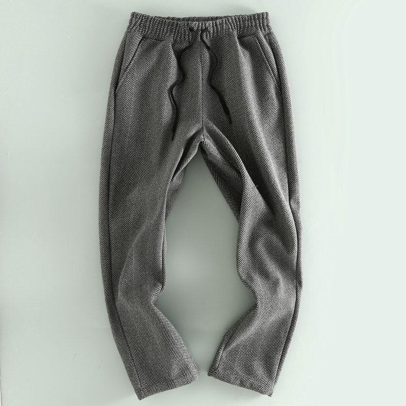 Trade Cattle Goods Overplus Order Spring and Autumn Men s Elastic Waist Solid Trousers Straight Sweatpants Loose Casual Pants Straight Pants Fashion Light gray L