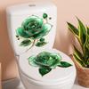 2Pcs Creative Rose Flower Waterproof Toilet Sticker Bathroom Wall Background Decal Home Decoration Self-adhesive Posters