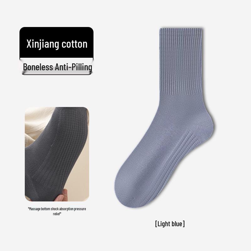 Men's Mid-Calf Cotton Socks: Sweat-Absorbent, Odor-Resistant, Antibacterial Casual and Sports Wear