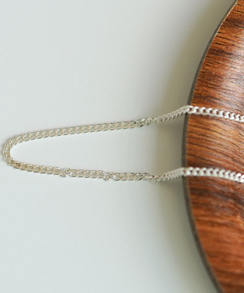 Alleun Silver 925 Silk Square Curved Chain Necklace