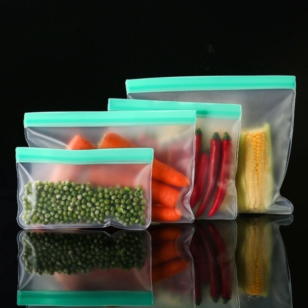 

5 шт./набор Герметичные силиконовые контейнеры для хранения продуктов питания Конструкция, позволяющая ставить их вертикально Пакет для сохранения свежести Сохранение свежести XL зелёный